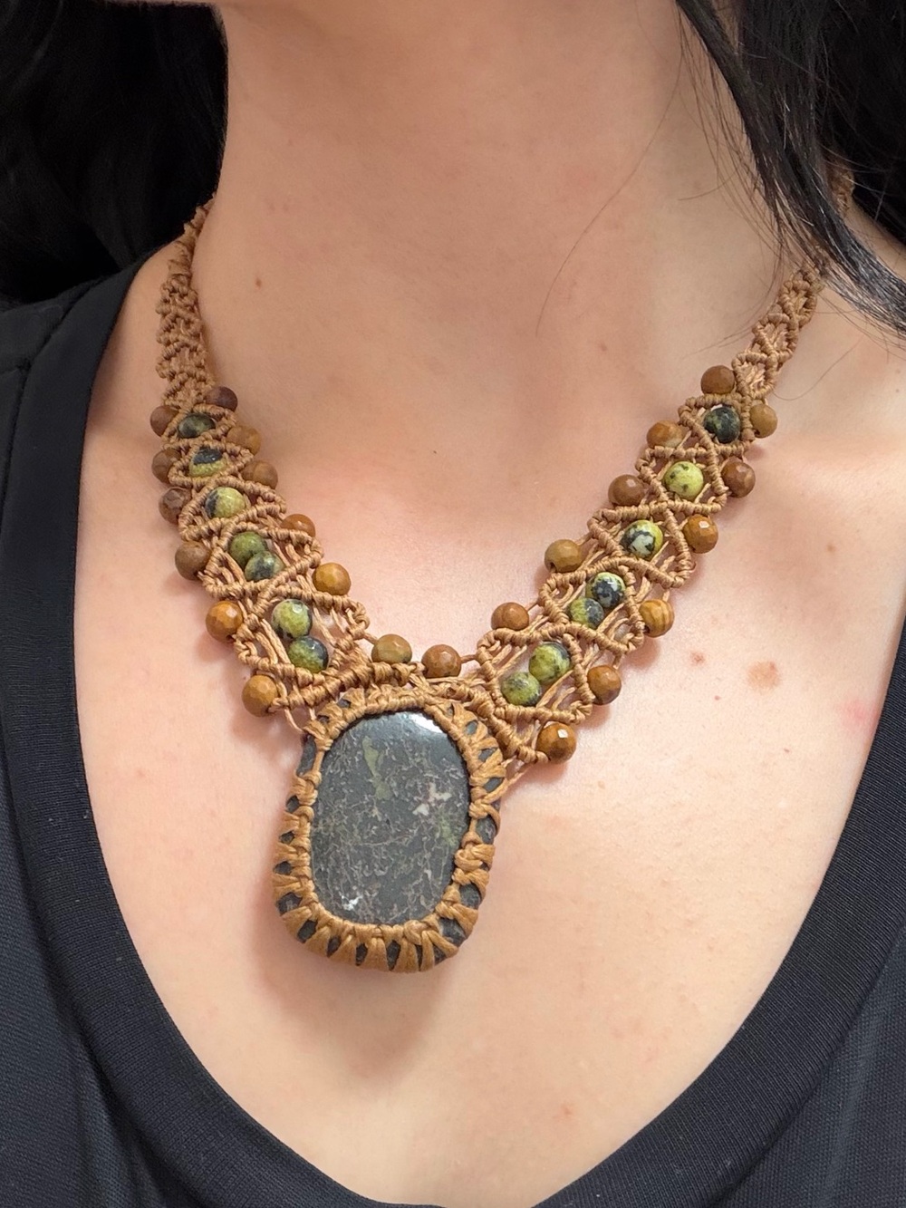 Handmade Macrame Stone Necklace